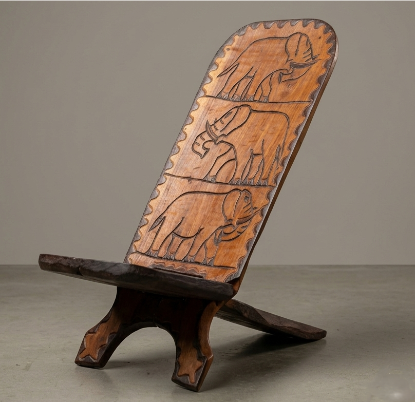 Antique Tribal Two-Piece Wooden Stool