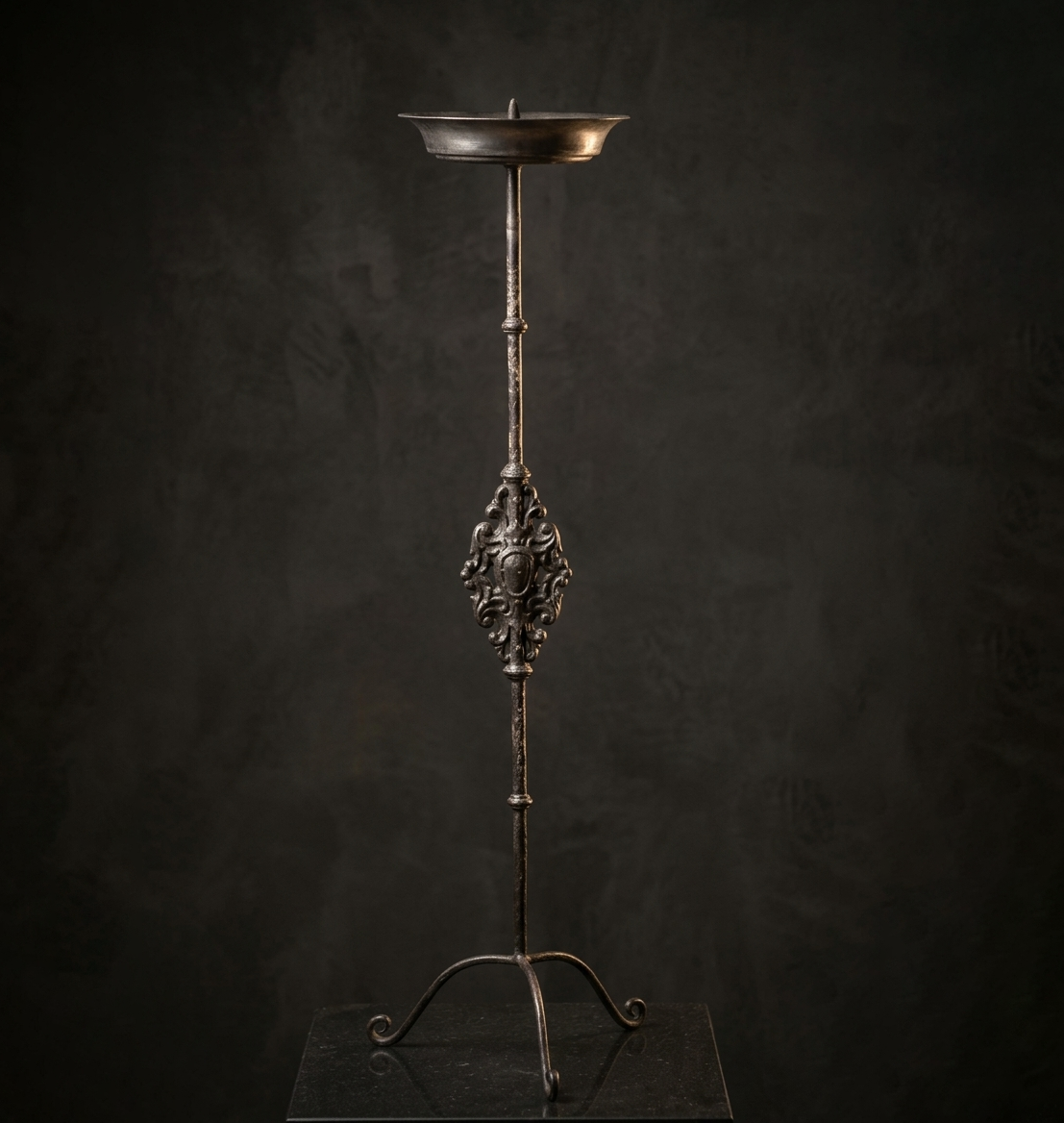 Antique Gothic Iron Candle Stand