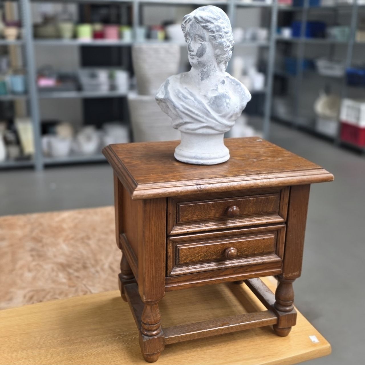 Vintage Solid Wood 2-Drawer Nightstand