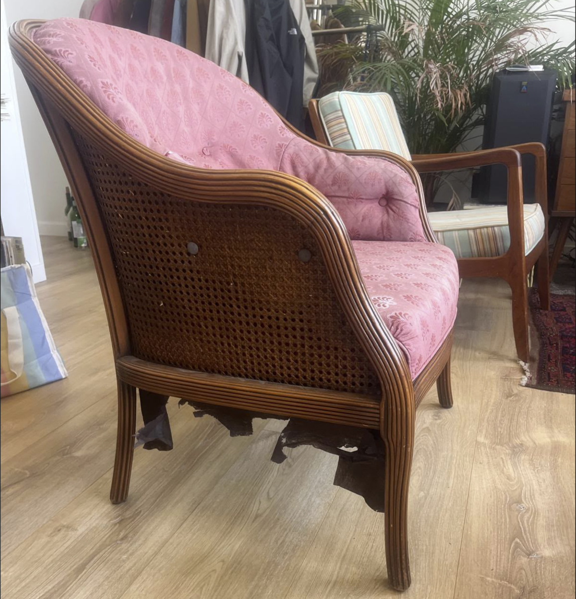 Vintage Hollywood Regency Cane Armchair