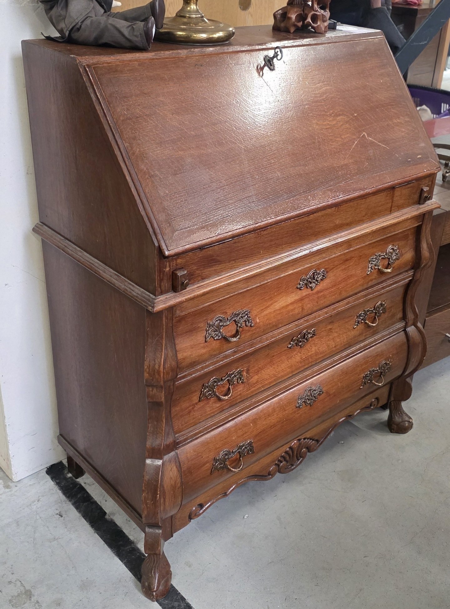 Antique Wooden Writing Bureau Desk - Ready for Upcycle